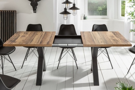 Industriële eettafel uitschuifbaar 140-190 cm eiken look met X-poten - Img 3