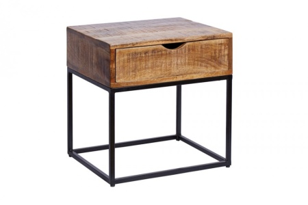 Industriële mangohout salontafel zoals bijzettafel met Lade 45 cm - Img 7