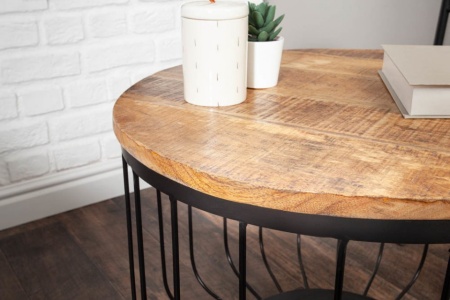 Industriële salontafel LOFT 56 cm natuurlijk massief mangohout - Img 5