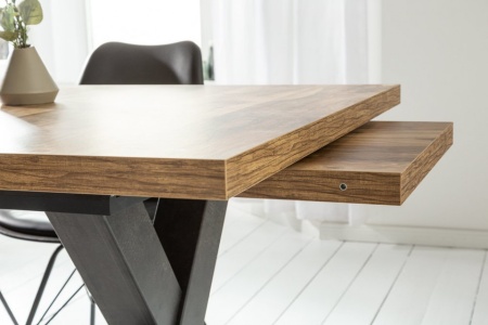 Industriële uitschuifbare eettafel 160-210 cm eiken look model met X-poten - Img 6