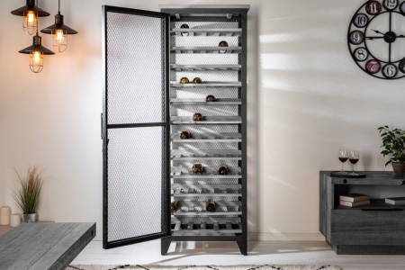 Industriële wijnkast BODEGA 184 cm gerecycled grenen hout grijs wijnrek voor 72 flessen - Img 5