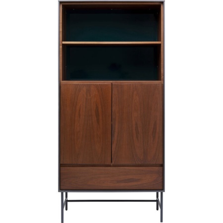 Kabinet /Vitrinekast Selina 82x170cm met notenhoutfineer in warm bruin - Img 2