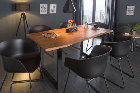 Massief Boomstam Accacia Hout Eettafel 160cm Bladdikte 2.6 cm industrieel sledeonderstel - Img 5