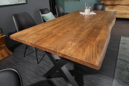 Massief boomstam eettafel MAMMUT NATURE 160 cm acacia 3,5 cm dik blad - Img 4