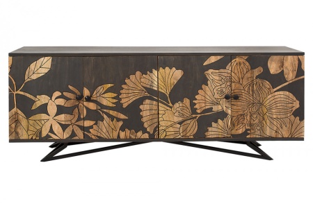 massief dressoir 175 cm met bloemmotief van mangohout - Img 7