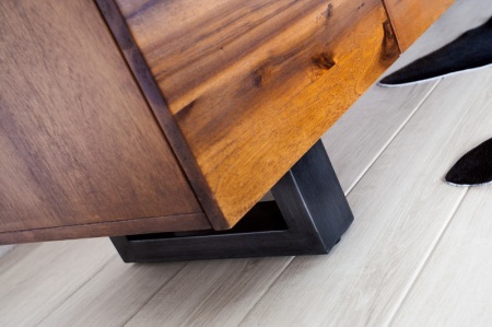 Massief dressoir GENESIS 170 cm bruin gevlamd acaciahout metaal industrieel design - Img 5