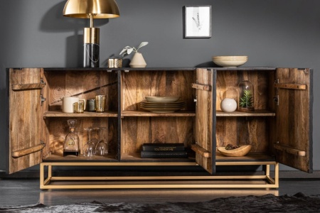 Massief dressoir SCORPION 140 cm zwart mangohout uitgebreid 3D-houtsnijwerk - Img 3
