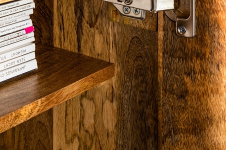 Massief dressoir SCORPION 177 cm van zwart mangohout, gedetailleerd 3D-houtsnijwerk - Img 7