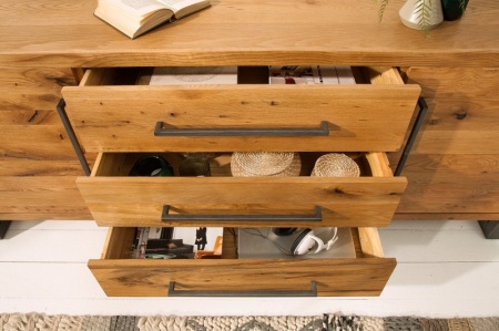Massief dressoir THOR 200cm wild eiken geolied in industrieel design - Img 4
