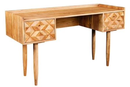 Massief houten bureau ALPINE 135 cm natuurlijke acaciahoningafwerking met opberglades - Img 8