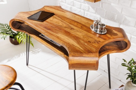 Massief houten bureau ORGANIC LIVING 120 cm Sheesham consoletafel met opbergruimte - Img 4