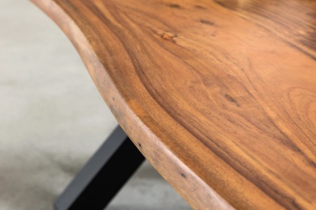 Massief houten salontafel MAMMUT 120 cm acaciahoning afwerking X-frame zwart tafelblad 2,5 cm - Img 4