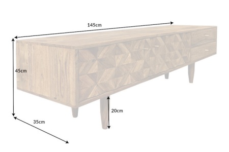 Massief houten tv-lowboard ALPINE 145 cm natuurlijke acacia retro-design met honingkleurige afwerking - Img 3