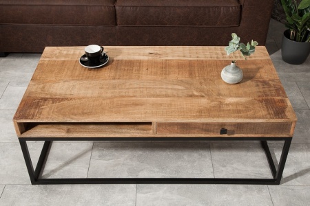 Massief mangohout salontafel met 2 Laden 100 cm - Img 3