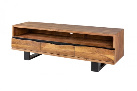 Massief tv-bord MAMMUT 160 cm acacia honingkleurig metalen lowboard met boomrand - Img 6