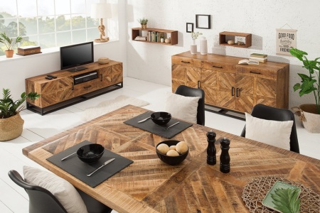Massieve eettafel INFINITY HOME 200 cm naturel mangohout industrieel design - Img 7