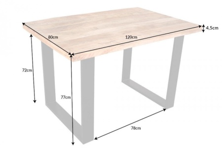 Massieve eettafel IRON CRAFT 120 cm mangohout ijzer industrieel design - Img 7