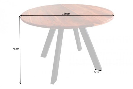Massieve eettafel IRON CRAFT 120cm rond naturel acaciahout - Img 2