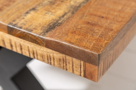 Massieve eettafel IRON CRAFT 200cm mangohout industrieel design met X-poten - Img 3