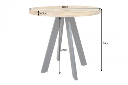 Massieve eettafel IRON CRAFT 80 cm rond natuurlijk mangohout - Img 2