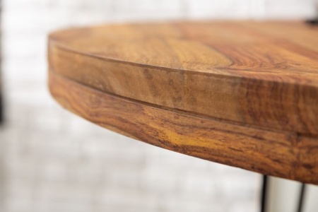 Massieve eettafel MAKASSAR 120cm sheesham rond met haarspeldpoten - Img 5