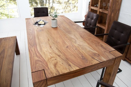 Massieve eettafel MAKASSAR 200 cm Sheesham unieke nerf - Img 8