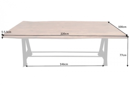 Massieve eettafel MAMMUT INDUSTRIAL 220 cm acacia zwart frame - Img 2