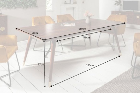 Massieve eettafel MYSTIC LIVING 160cm bruin goud acaciahout in retro design - Img 2