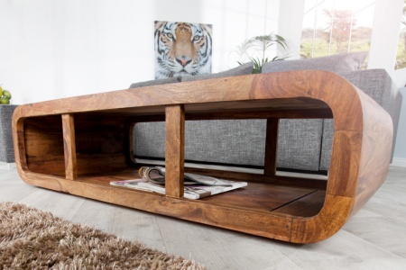 Massieve salontafel Curf 100 cm Sheesham Wood Stone Finish TV-Lowboard - Img 5