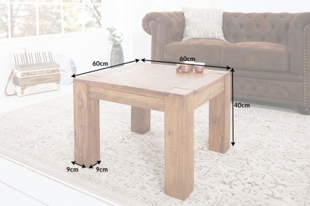 Massieve salontafel MAKASSAR 60 cm Sheesham unieke nerf - Img 2