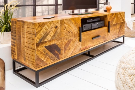 Massive TV-Board 160 cm Mango Wood industrieel ontwerp - Img 2