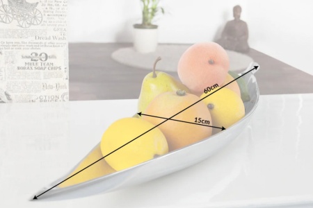Modern decorative bowl SILVER LEAF 60cm silver aluminum - Img 3