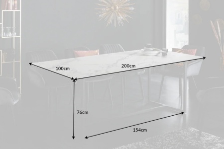 Moderne eettafel 200cm wit keramiek in marmerlook - Img 2
