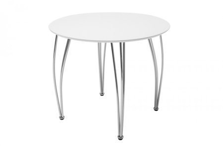 Moderne eettafel ARRONDI 90 cm wit chroom ronde bistrotafel - Img 7
