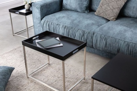 Moderne salontafel set van 3 ELEMENTS 75cm zwart stalen uitneembaar blad - Img 4