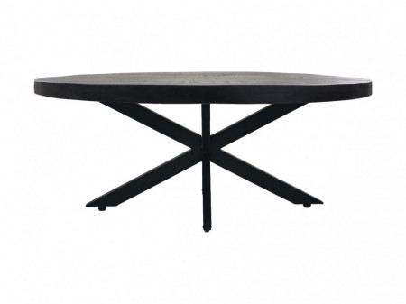 Ovale salontafel - 120x80x44,5 - Zwart - Mangohout/metaal