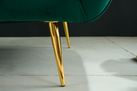 Retro 2-zitsbank NOBLESSE 165cm smaragdgroene fluwelen tweezitsbank met decoratief stiksel - Img 5