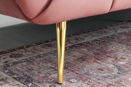 Retro 3-zitsbank NOBLESSE 225cm antiek roze fluweel 3-zits met decoratief stiksel - Img 5