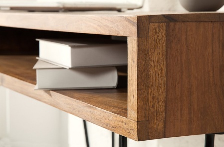 Retro bureau SCORPION 110 cm Sheesham hout steen finish Haarspeldpoten palissander - Img 4