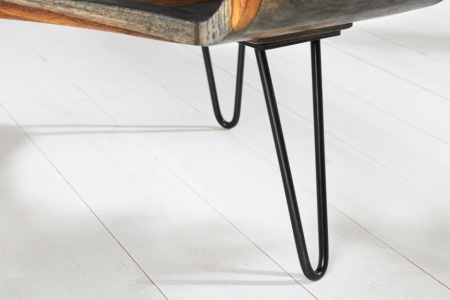 Retro salontafel ORGANIC LIVING 70cm grijs massief sheeshamhout met opbergruimte Hairpin Poten - Img 6