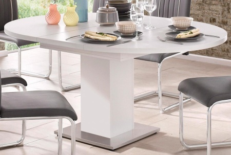 Ronde uitschuifbare witte eettafel 104cm - Img 3