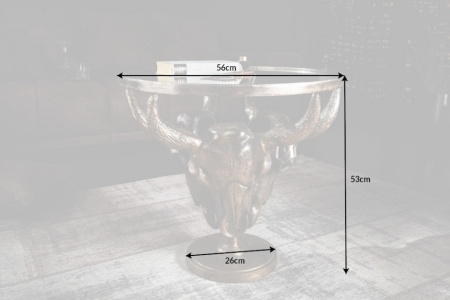 Salontafel Brons Stierenkoppen met Ronde glazen blad 56 cm - Img 2