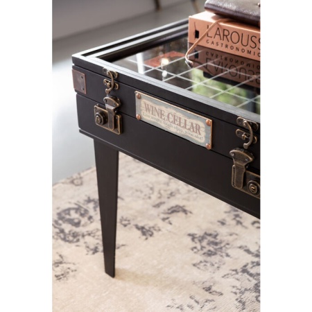 Salontafel Collector Zwart 122x55cm met vakjes en wijnhouder - Img 6