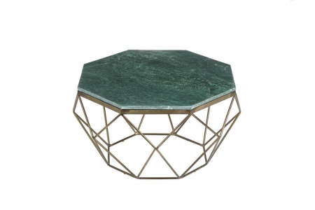 Salontafel Messing met Marmer Blad Groen Diamond 69 cm - Img 8