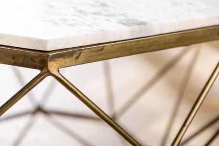 Salontafel Messing met Marmerblad Wit Diamond 69 cm - Img 6