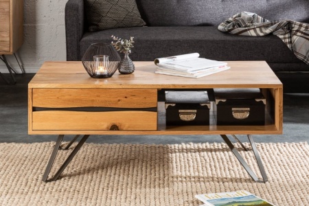 Salontafel met massieve boomrand LIVING EDGE 110 cm geolied wild eiken - Img 3