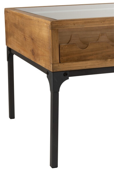 Salontafel Voor Wijnflessen Rechthoek Hout Naturel met glasplaat 120cm - Img 5