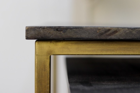 Set van 2 Vierkante zwart salontafel 70x70 cm/60x60 cm - black wash/antique gold - - Img 4