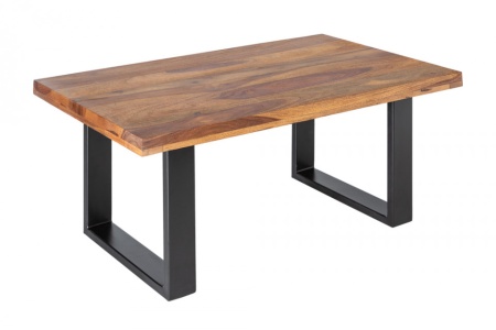 Solide salontafel IRON CRAFT 100 cm Sheesham steen industrieel design - Img 8