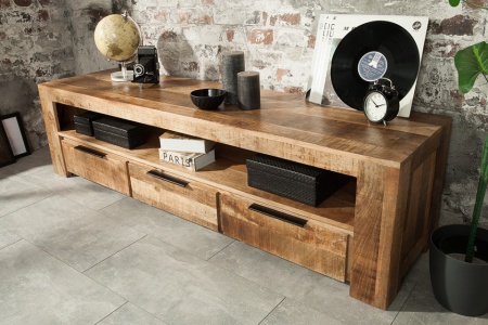 Tv meubel Massief Mangohout IRON Tv kast 170 cm met 3 lades - Img 4